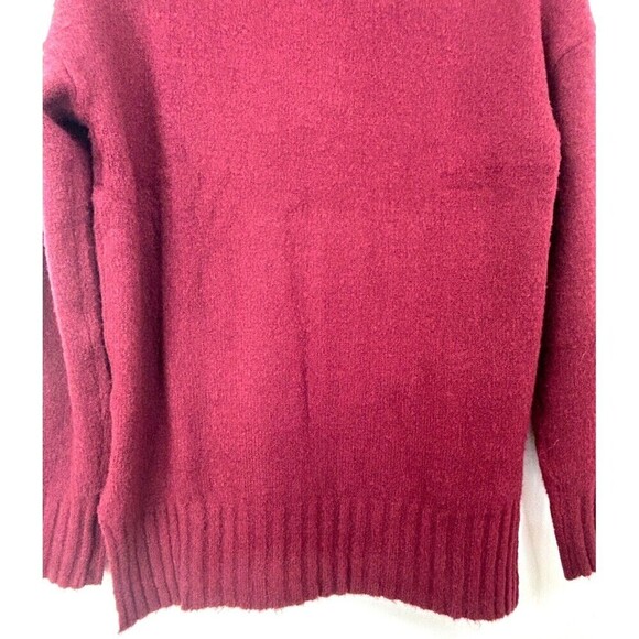 Womens Sweater Burgundy Knit Acrylic Long Raglan Sleeve Turtleneck Pullover Sz M - Picture 8 of 12